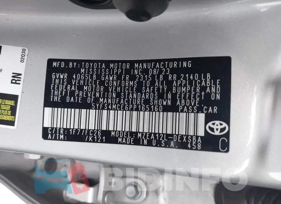 5YFS4MCE6PP165160 Photo# 9
