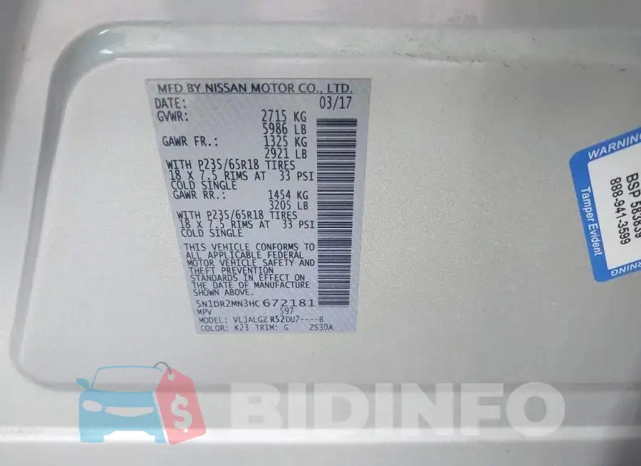 5N1DR2MN3HC672181 Photo# 9