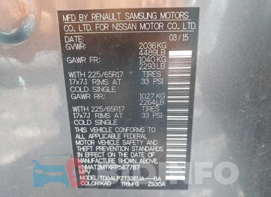 KNMAT2MTXFP547787 Photo# 9