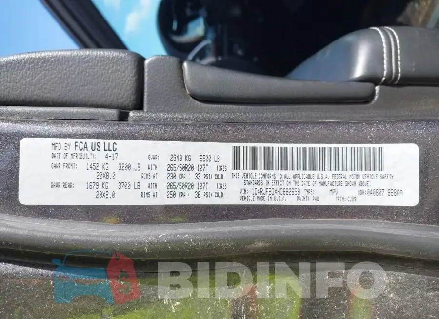1C4RJFBGXHC882659 Photo# 9