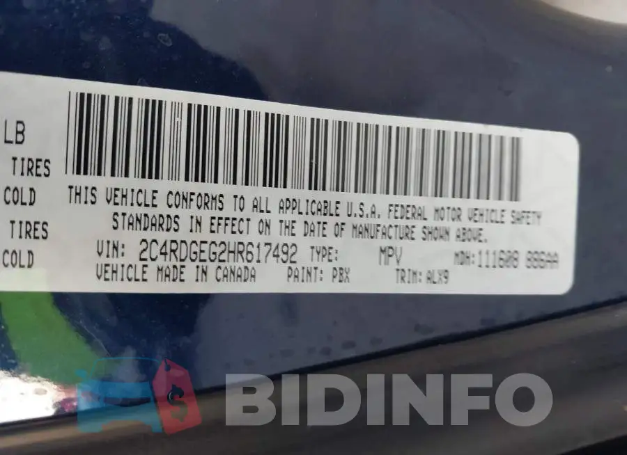 2C4RDGEG2HR617492 Photo# 9