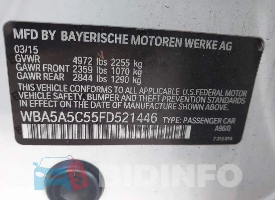 WBA5A5C55FD521446 Photo# 9