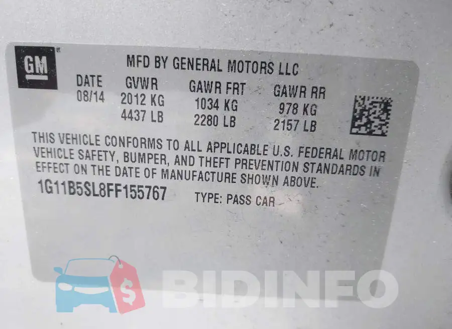 1G11B5SL8FF155767 Photo# 9