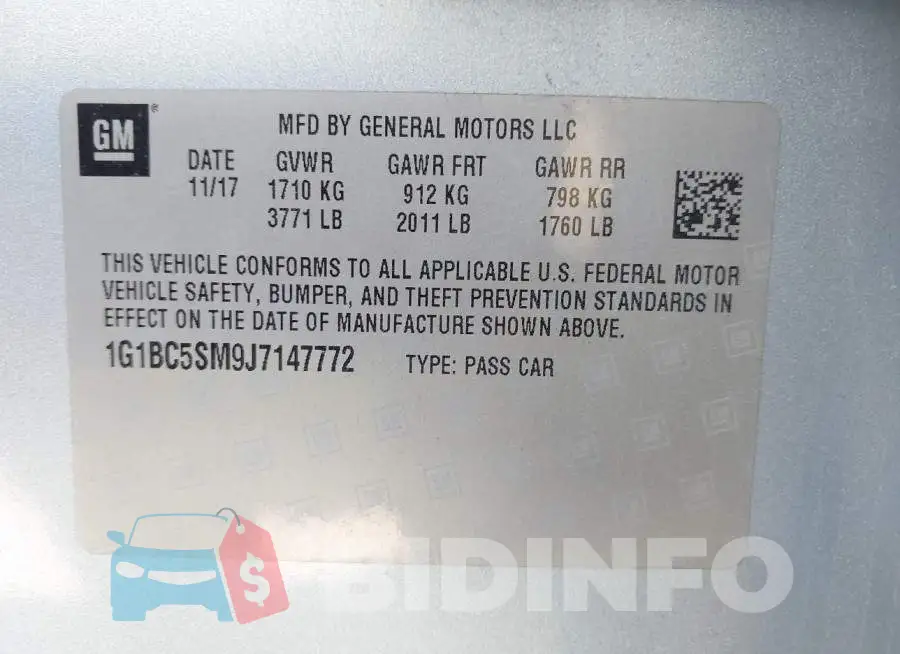 1G1BC5SM9J7147772 Photo# 9