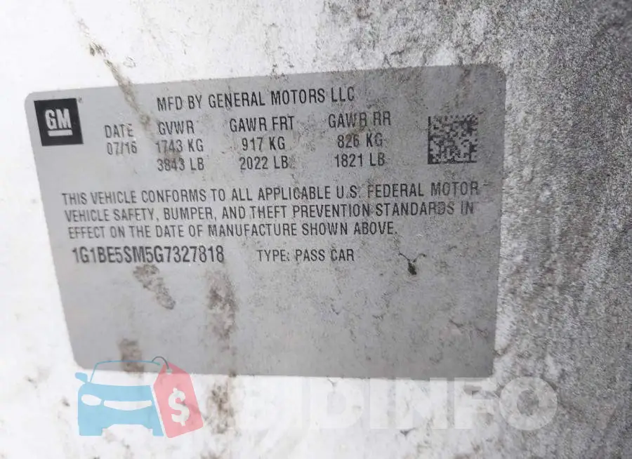 1G1BE5SM5G7327818 Photo# 9