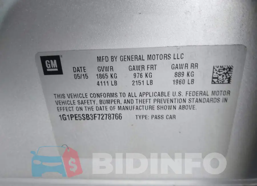 1G1PE5SB3F7278766 Photo# 9