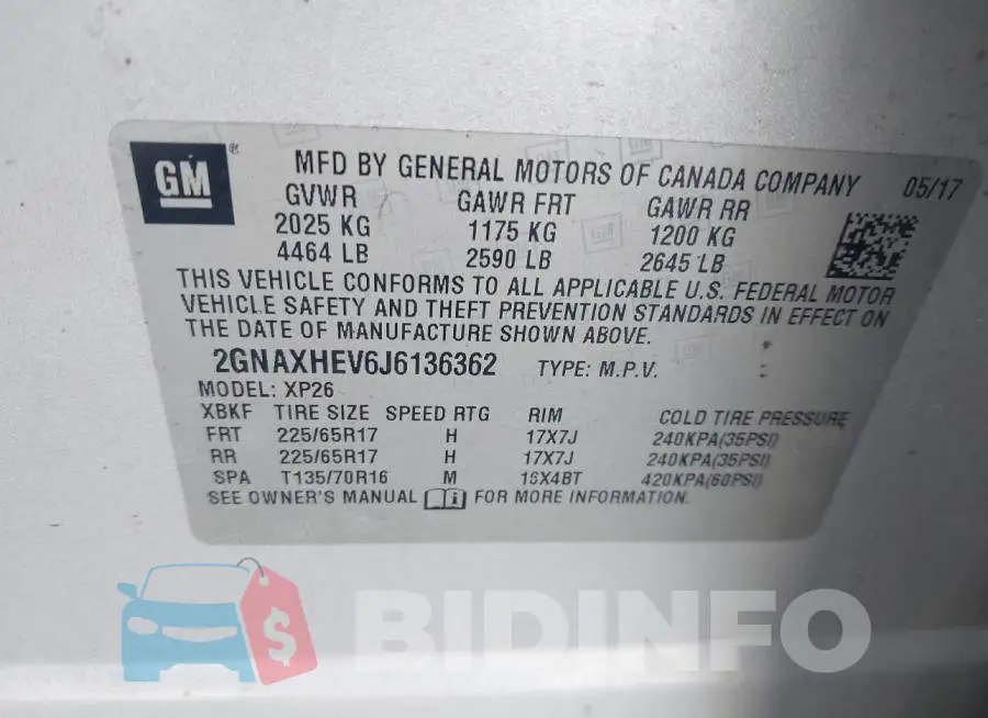 2GNAXHEV6J6136362 Photo# 9