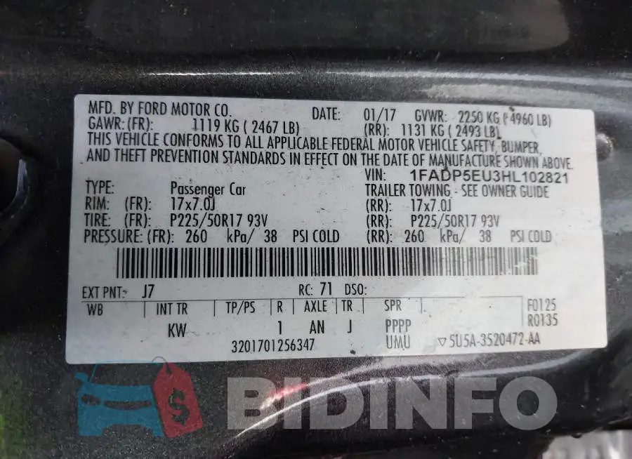 1FADP5EU3HL102821 Photo# 9