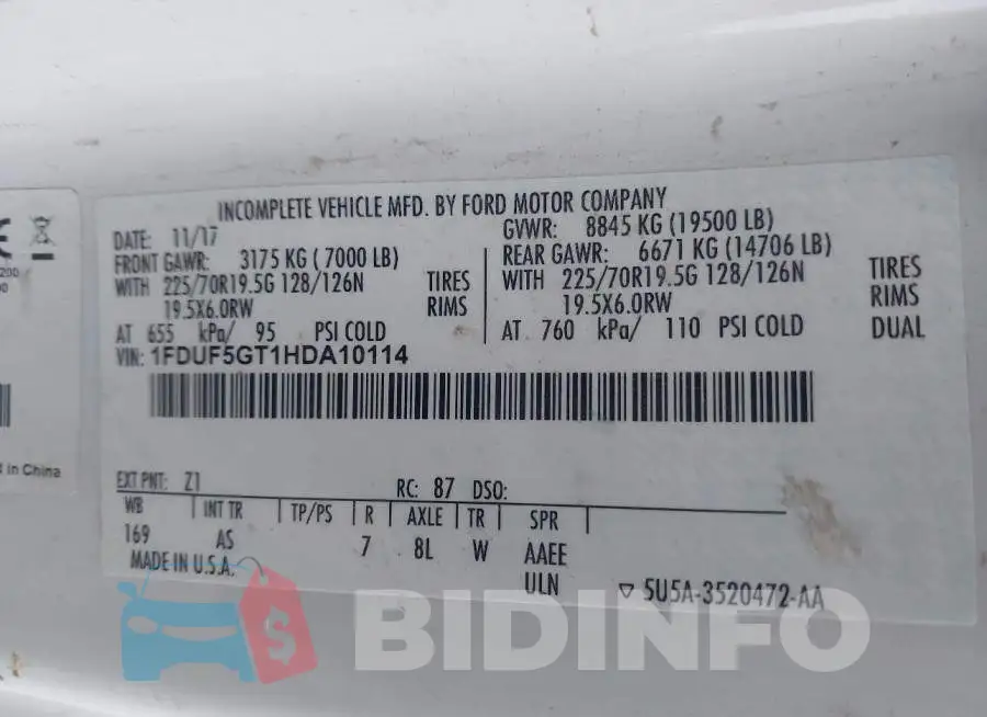 1FDUF5GT1HDA10114 Photo# 8