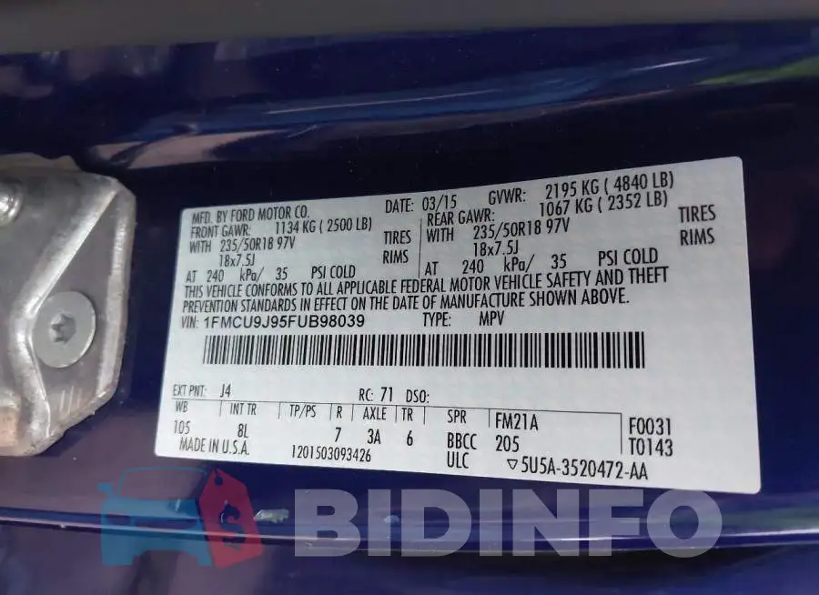 1FMCU9J95FUB98039 Photo# 9