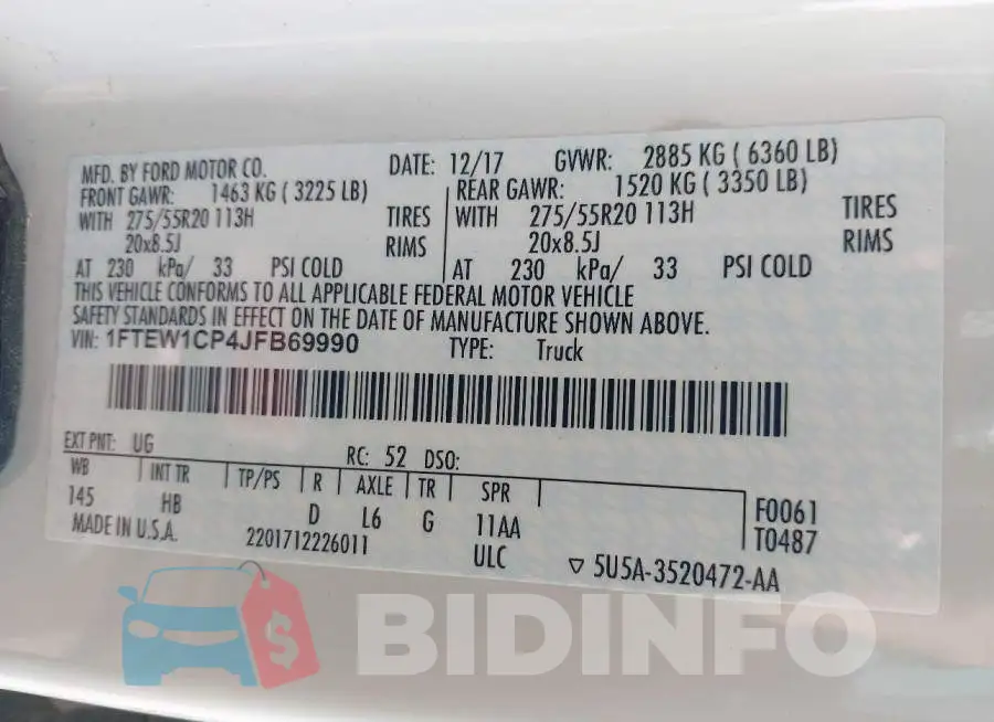 1FTEW1CP4JFB69990 Photo# 9