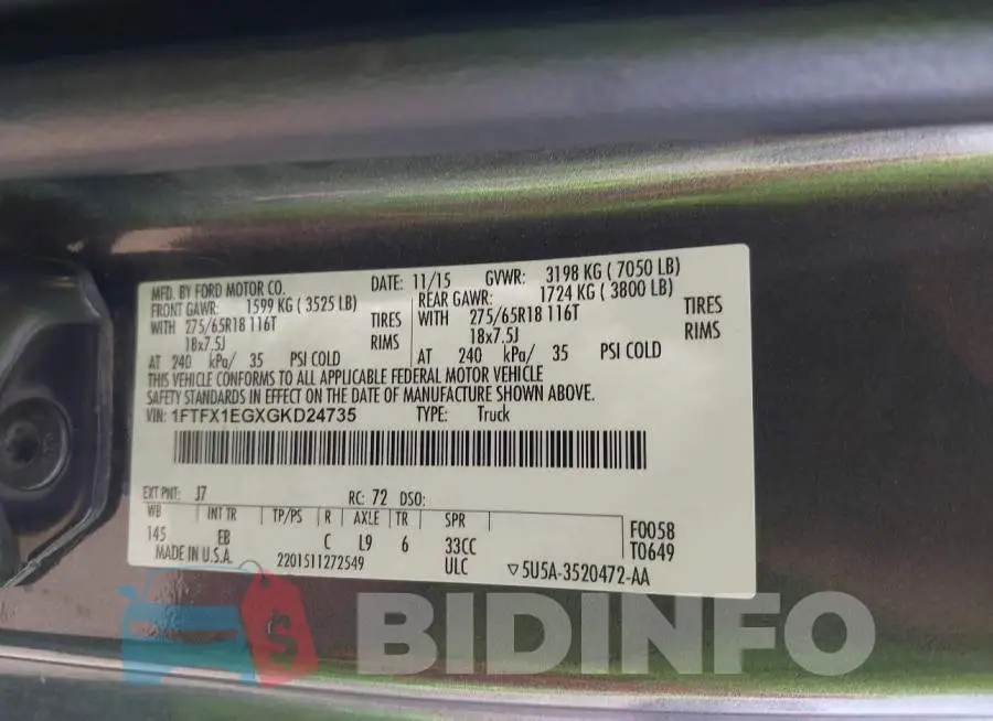 1FTFX1EGXGKD24735 Photo# 9