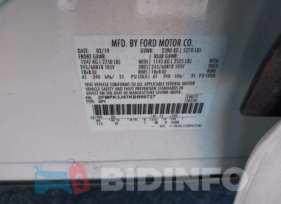 2FMPK3J97KBB80727 Photo# 9