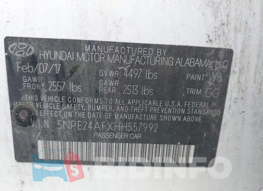 5NPE24AFXHH557992 Photo# 9