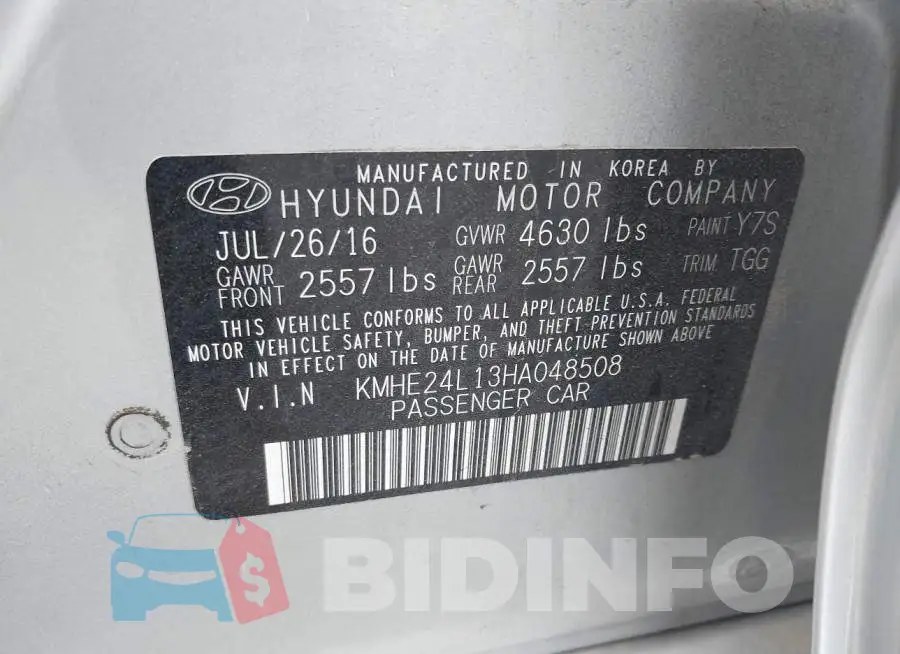 KMHE24L13HA048508 Photo# 9