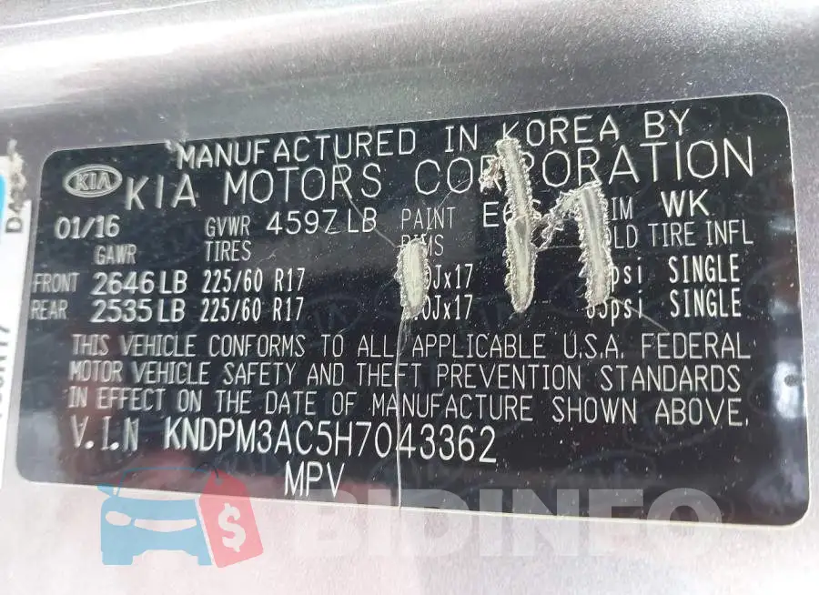 KNDPM3AC5H7043362 Photo# 9