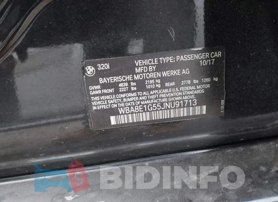WBA8E1G55JNU91713 Photo# 9