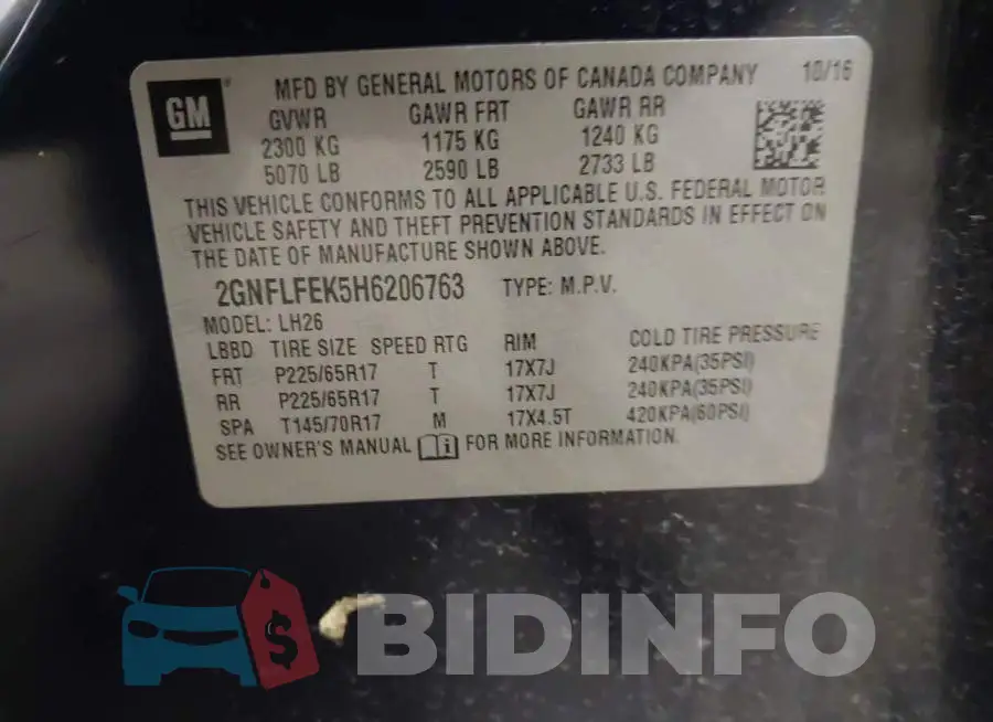 2GNFLFEK5H6206763 Photo# 9