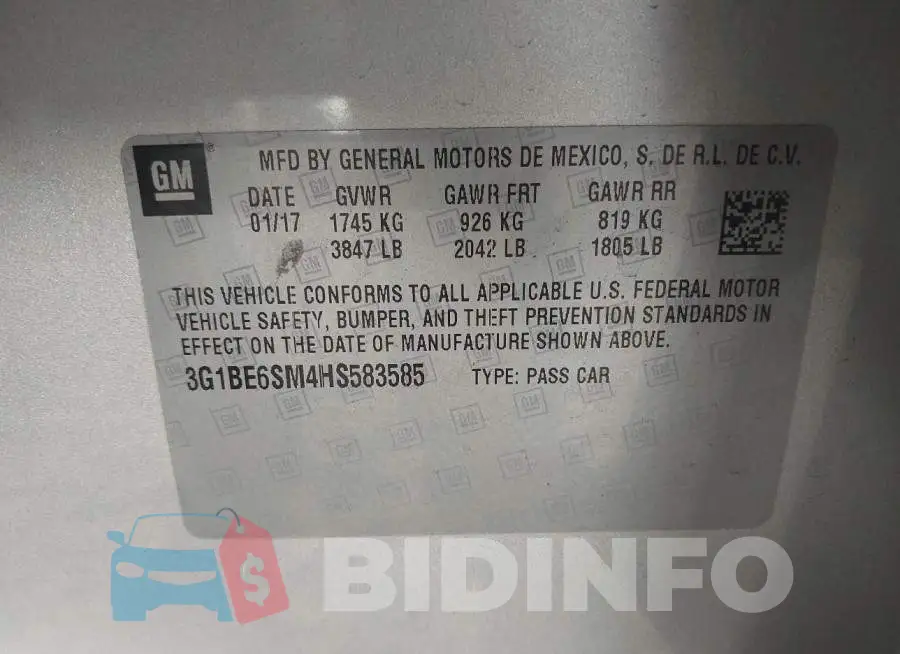 3G1BE6SM4HS583585 Photo# 9