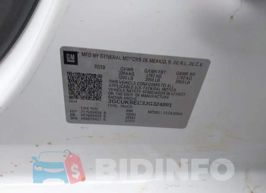3GCUKSEC3JG324891 Photo# 9