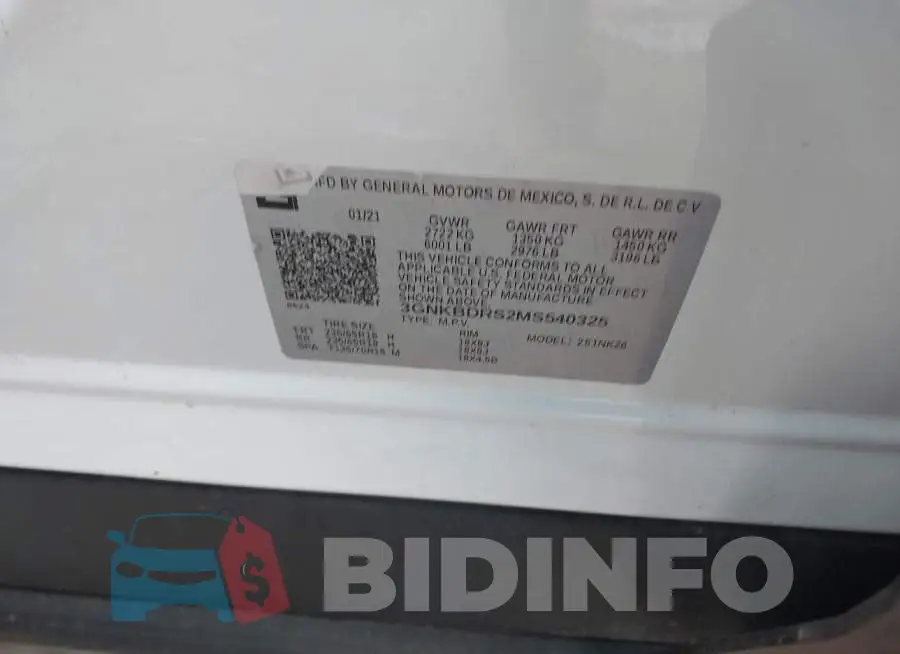 3GNKBDRS2MS540325 Photo# 9