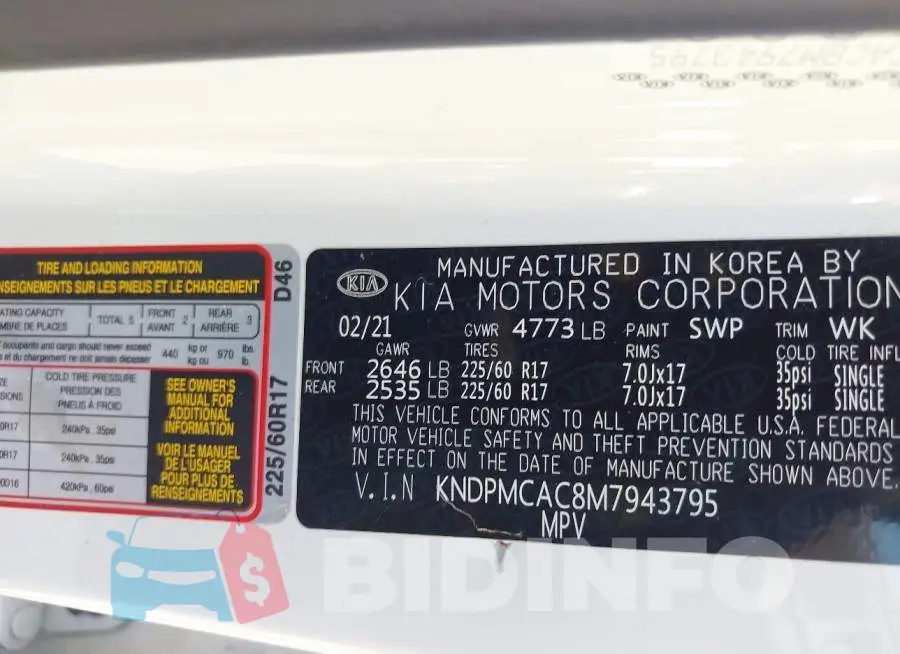 KNDPMCAC8M7943795 Photo# 9