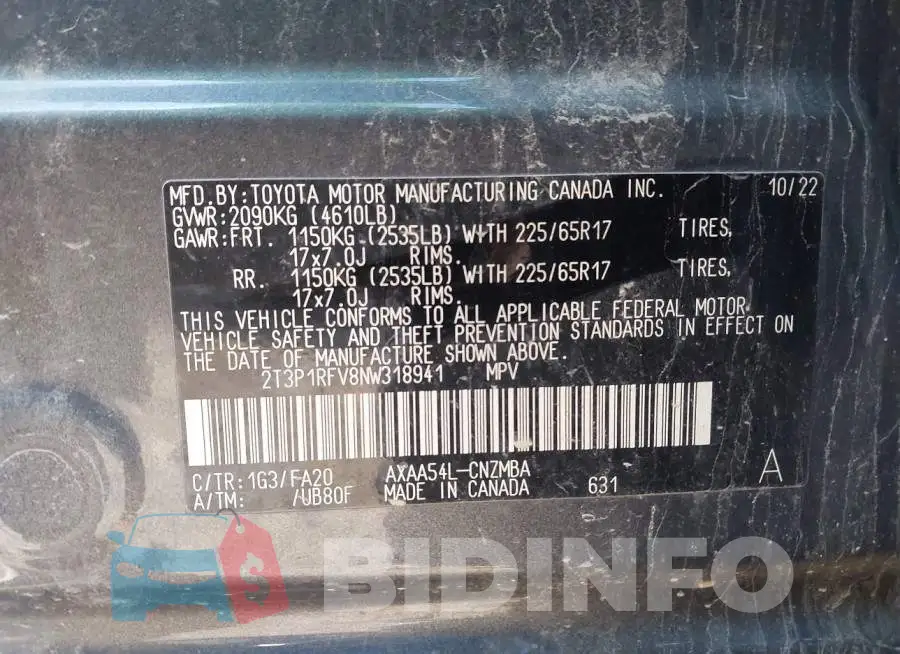 2T3P1RFV8NW318941 Photo# 9