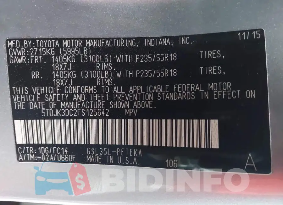 5TDJK3DC2FS125642 Photo# 9
