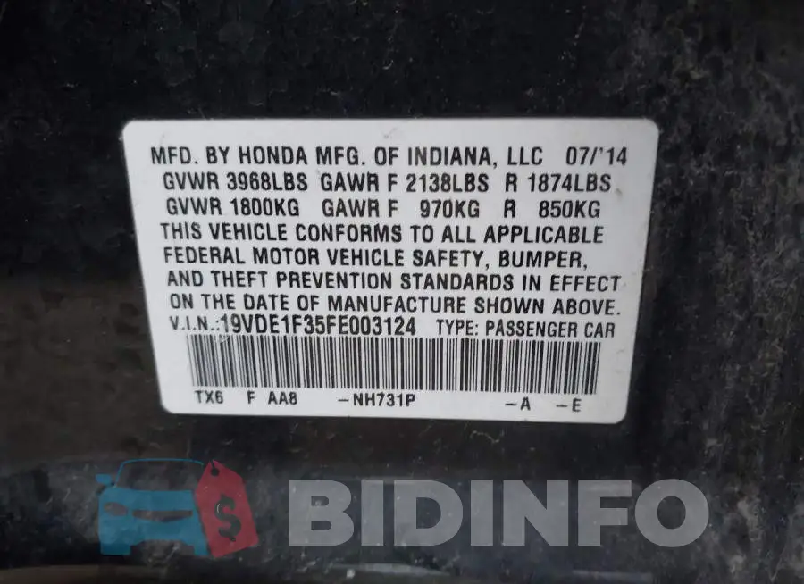 19VDE1F35FE003124 Photo# 9