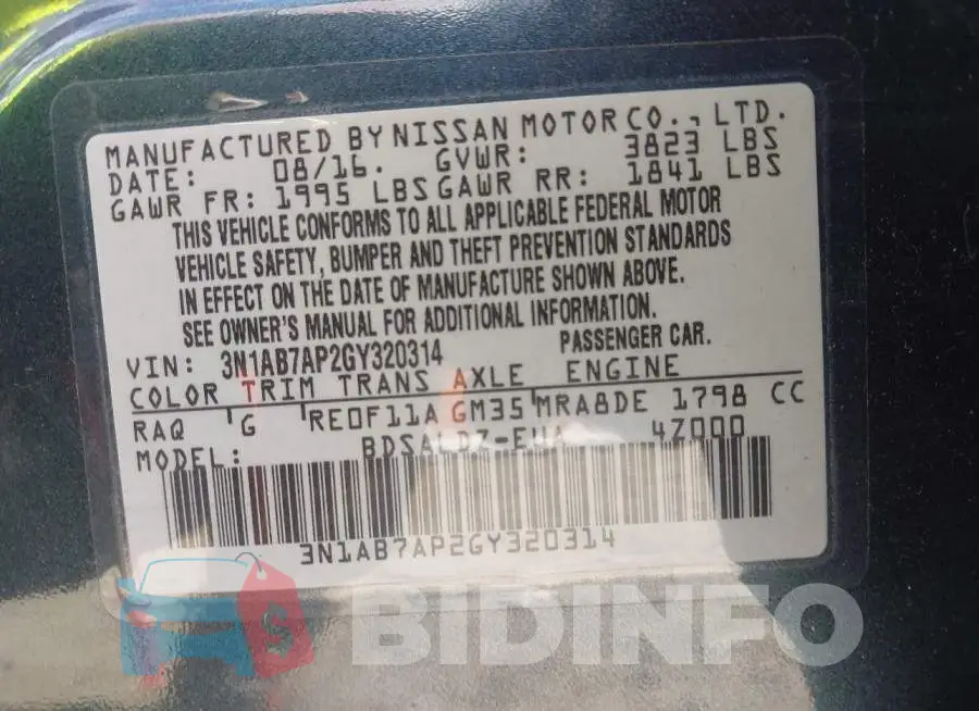 3N1AB7AP2GY320314 Photo# 9