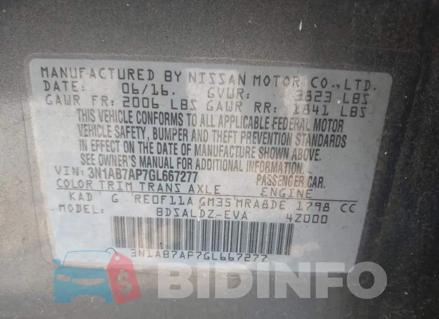 3N1AB7AP7GL667277 Photo# 9