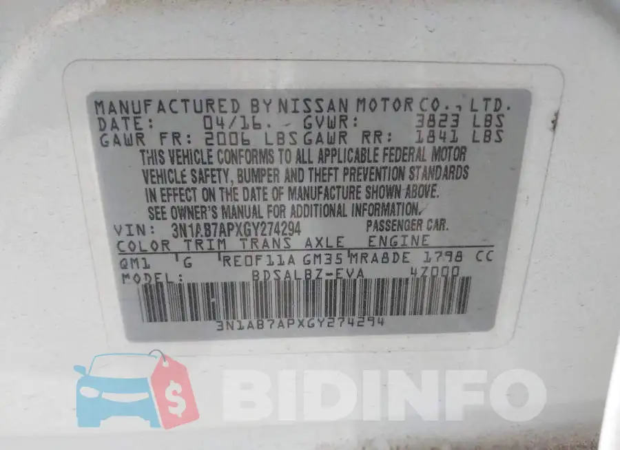 3N1AB7APXGY274294 Photo# 9