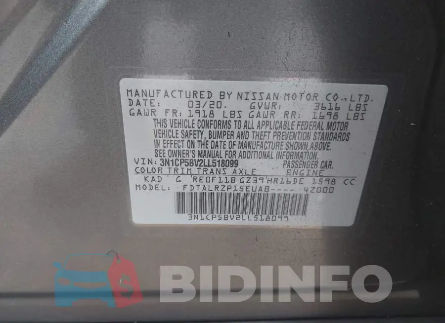 3N1CP5BV2LL518099 Photo# 9