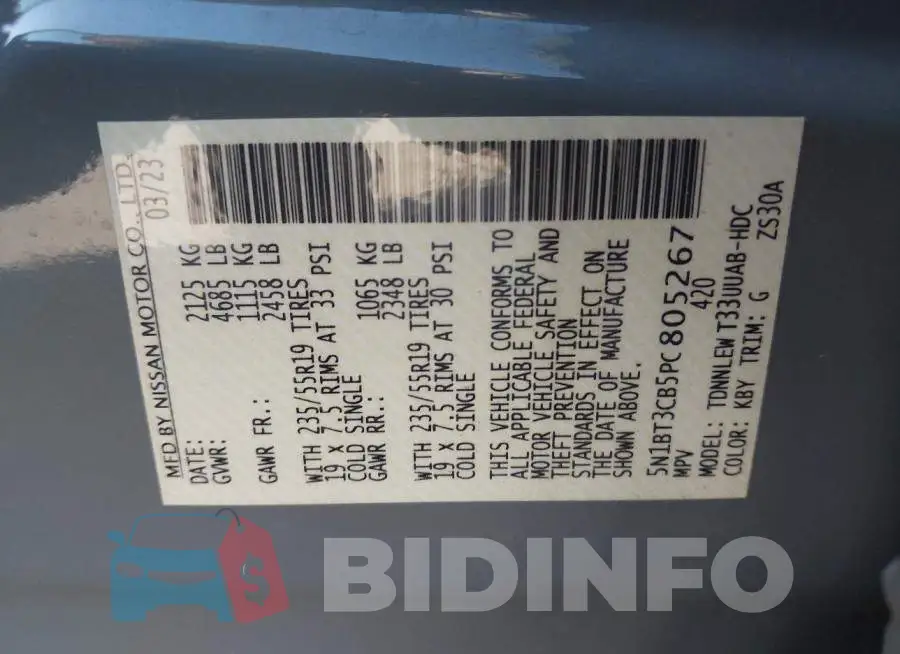 5N1BT3CB5PC805267 Photo# 9