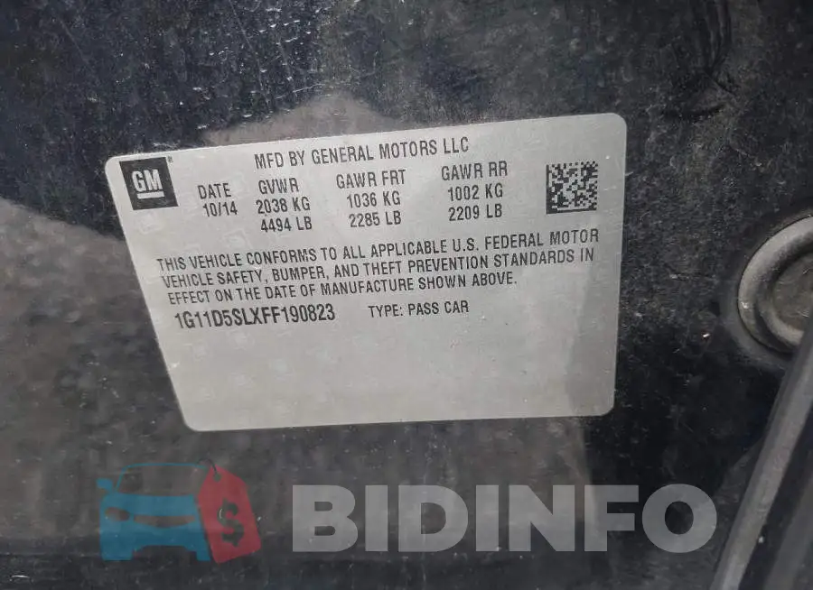 1G11D5SLXFF190823 Photo# 9