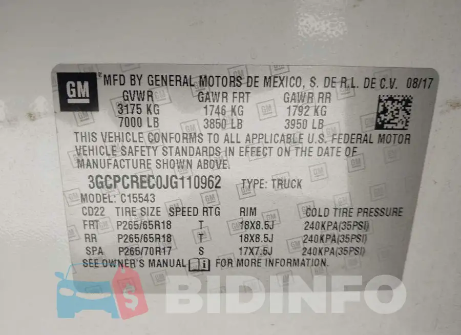 3GCPCREC0JG110962 Photo# 9