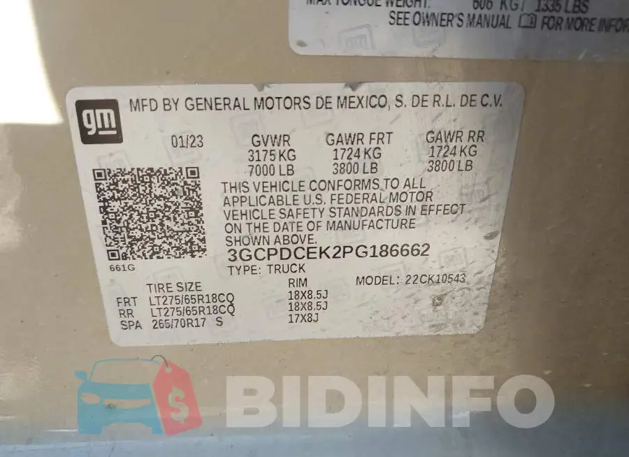 3GCPDCEK2PG186662 Photo# 9
