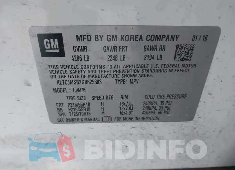 KL7CJMSB2GB625303 Photo# 9