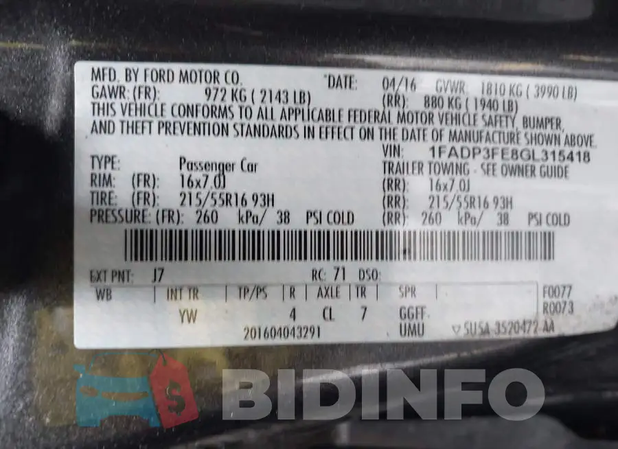 1FADP3FE8GL315418 Photo# 9