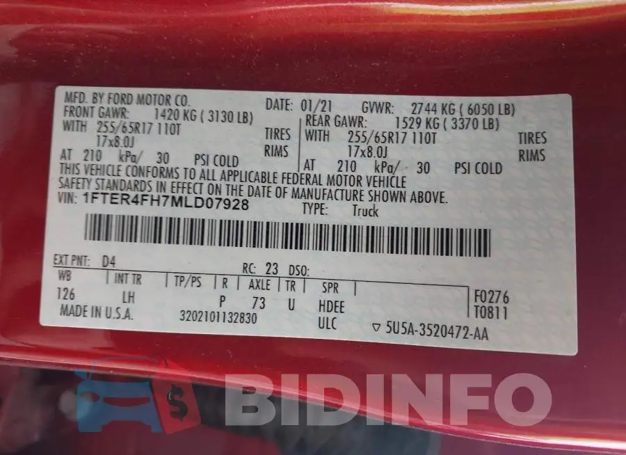 1FTER4FH7MLD07928 Photo# 9