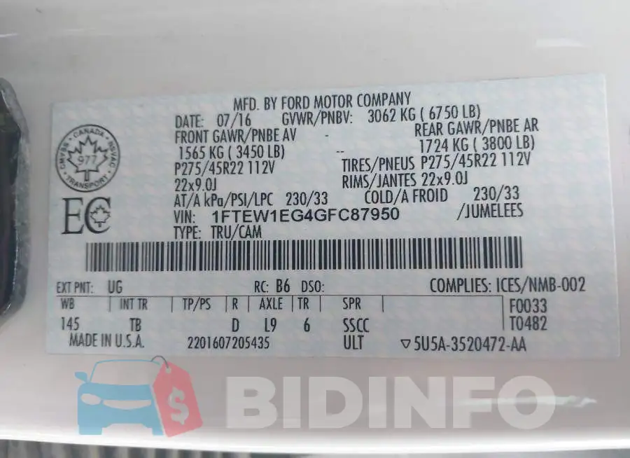 1FTEW1EG4GFC87950 Photo# 9