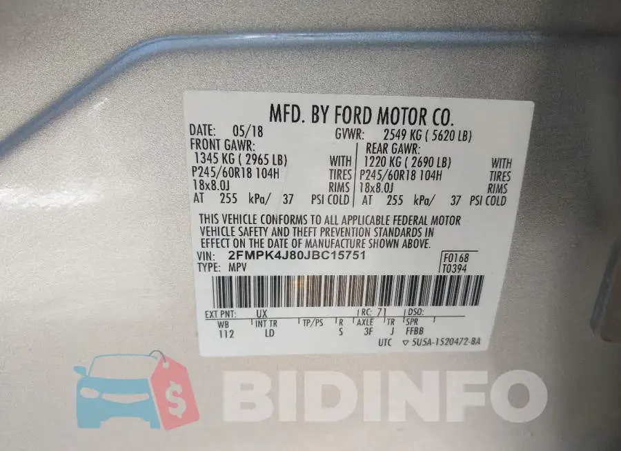 2FMPK4J80JBC15751 Photo# 9