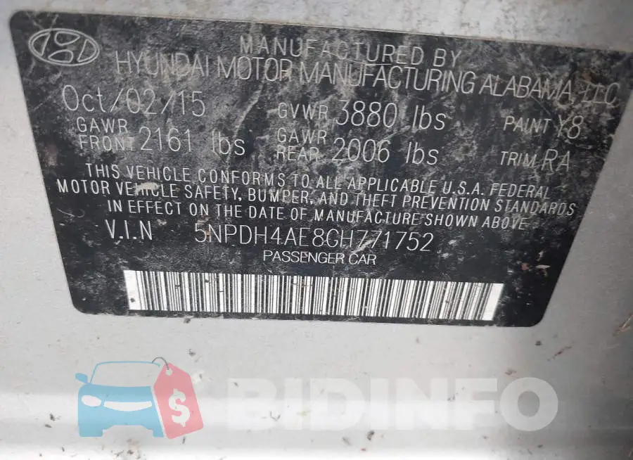 5NPDH4AE8GH771752 Photo# 9