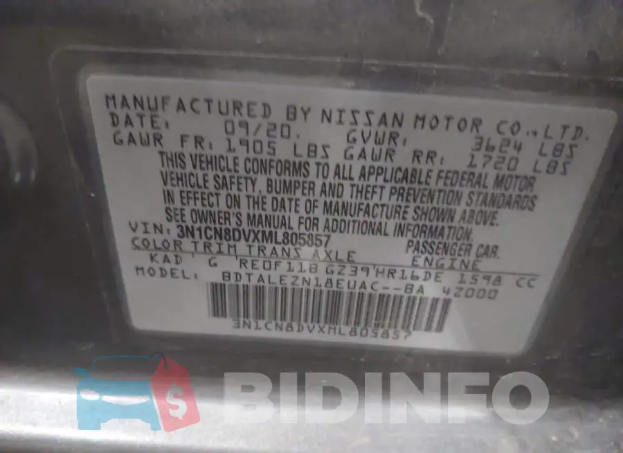 3N1CN8DVXML805857 Photo# 9