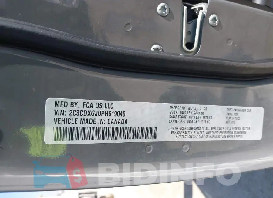2C3CDXGJ0PH619040 Photo# 9