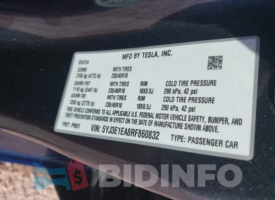 5YJ3E1EA8RF860832 Photo# 9