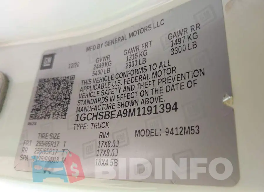 1GCHSBEA9M1191394 Photo# 9