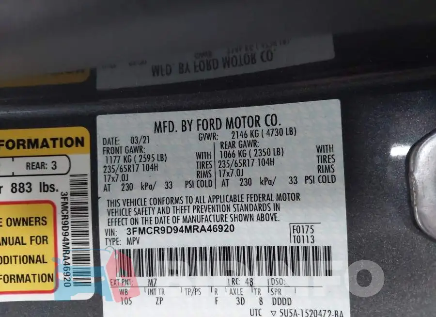 3FMCR9D94MRA46920 Photo# 9