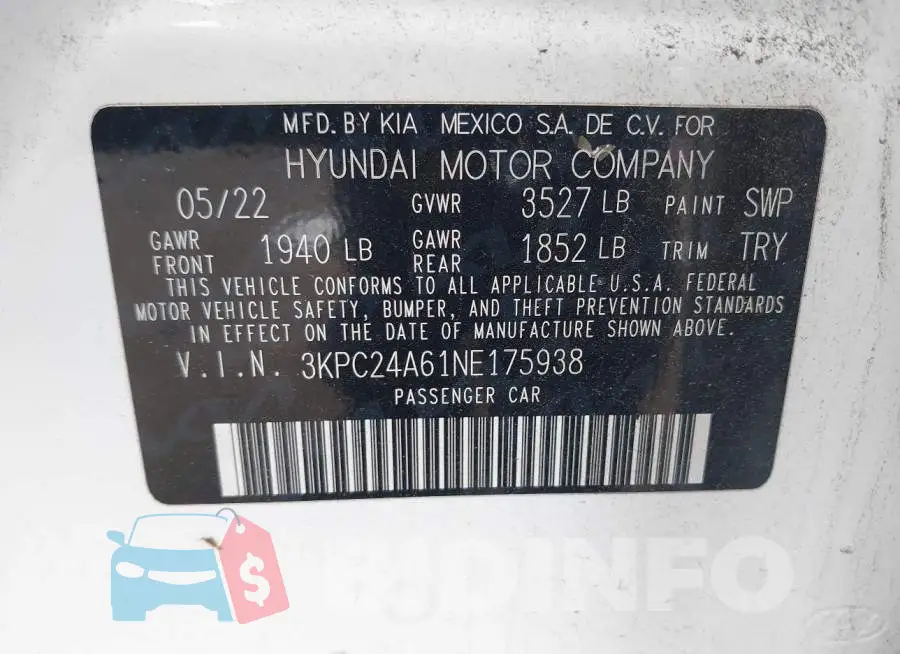 3KPC24A61NE175938 Photo# 9