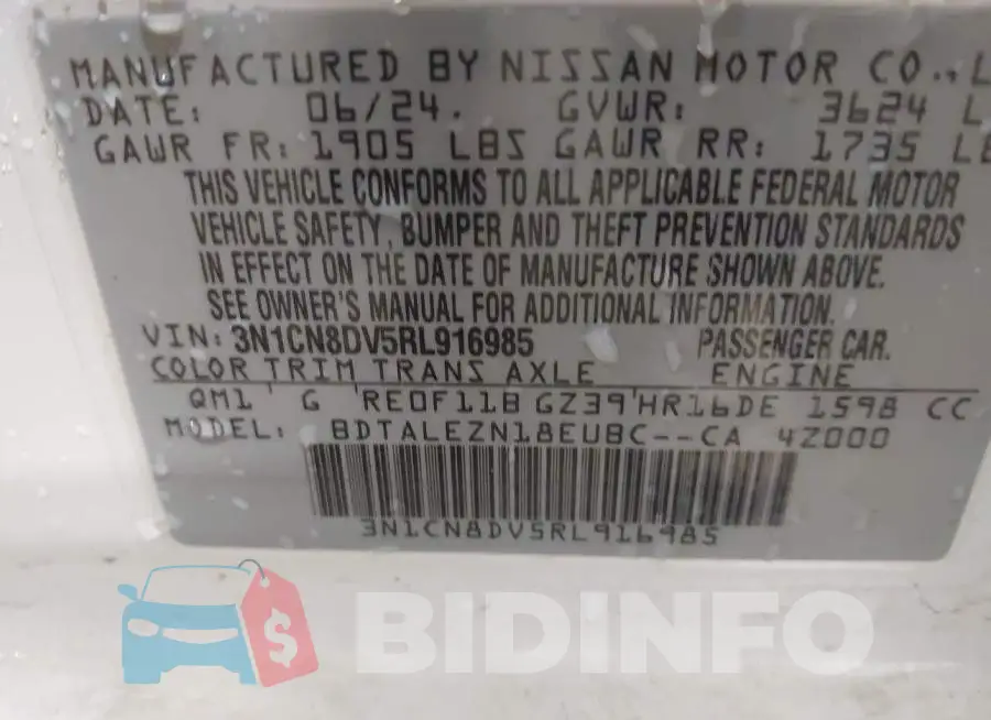 3N1CN8DV5RL916985 Photo# 9